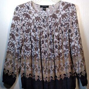 Karen Kane Long sleeve Smock Style Top Color: Brown & Tan Size: S